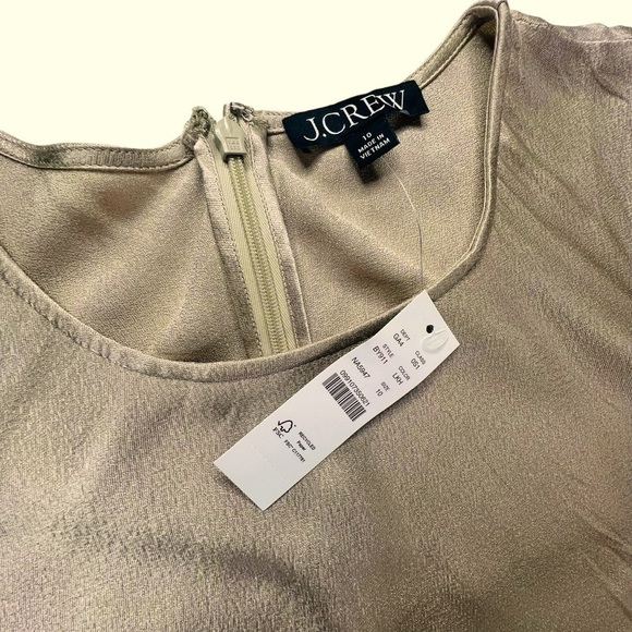 J.Crew High Neck Slip Dress in Luster Crepe in Light Khaki Color Size 10 - Picture 11 of 15